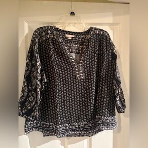 Knox Rose Black and White Patterned Tunic